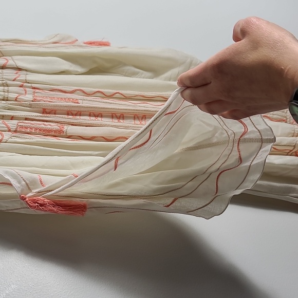 NORTH SHORE Cream Open Shoulder Cover Up with Orange Embroider Size S/M - Picture 8 of 16